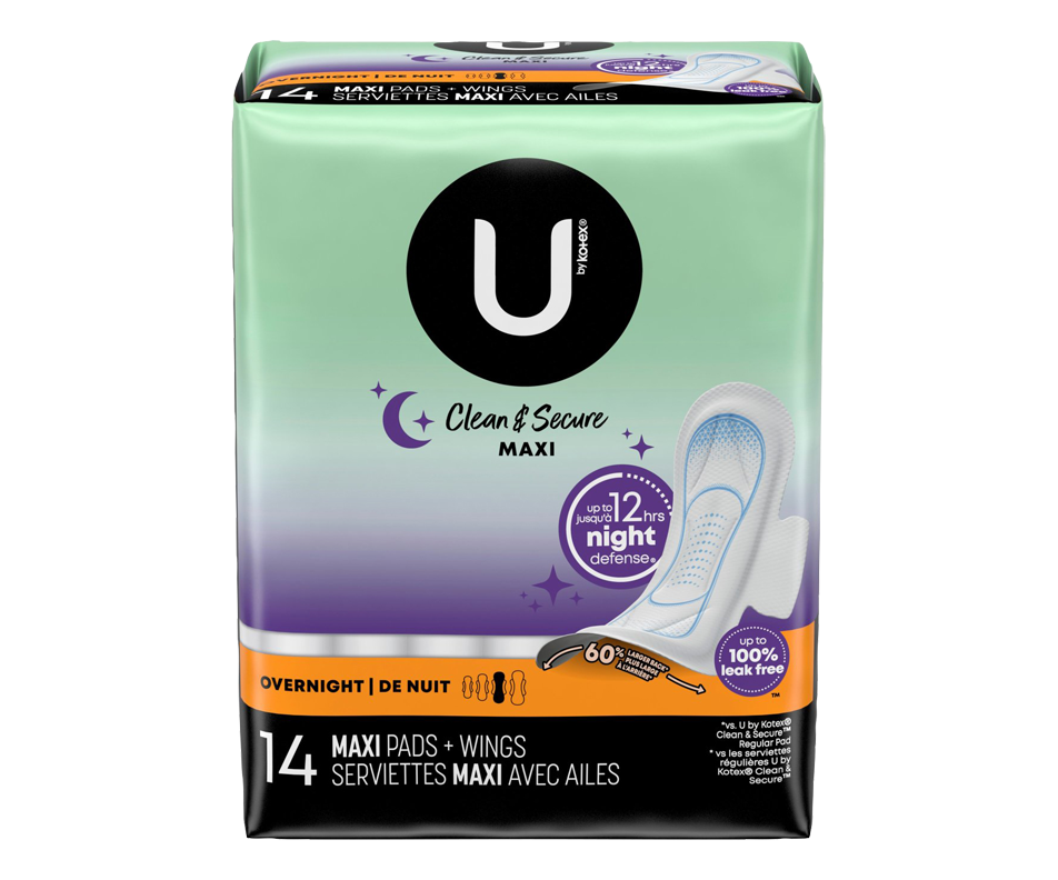Kotex Security Maxi Overnight Pads With Wings, 14 units U by Kotex