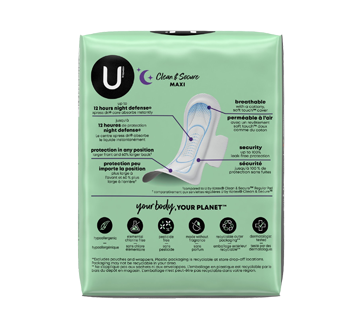 Clean & Secure Overnight Maxi Pads with Wings, 14 units – U by Kotex : Pads  and cup