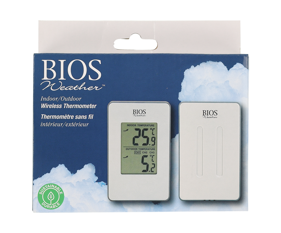 Indoor/ Outdoor Wireless Thermometer, 1 unit BIOS Thermometer and hygrometer Jean Coutu