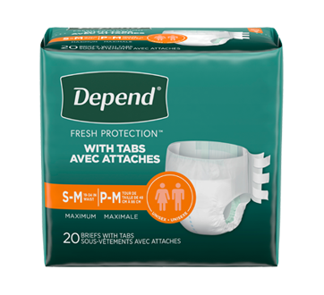 Image of product Depend - Disposable Underwear with Tabs for Adults Maximum Absorbency, Small-Medium, 20 units