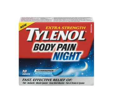 Image 3 of product Tylenol - Tylenol Body Pain Extra Strength Night Caplets, 18 units