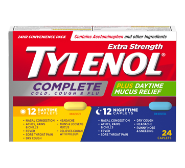 Image of product Tylenol - Tylenol Complete Cold, Cough & Flu Extra Strength Daytime/Nighttime Formula, 24 units