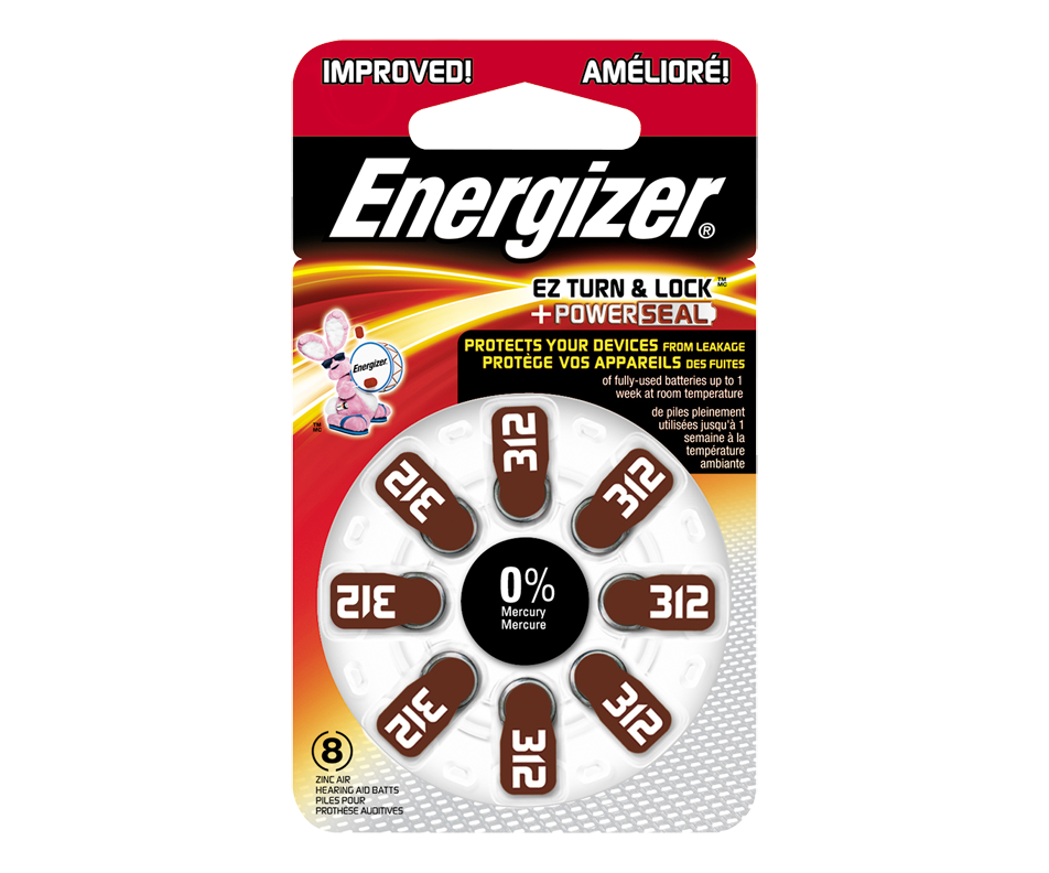 Hearing Aid Batteries, 8 units, AZ312DP8 Energizer Hearing device
