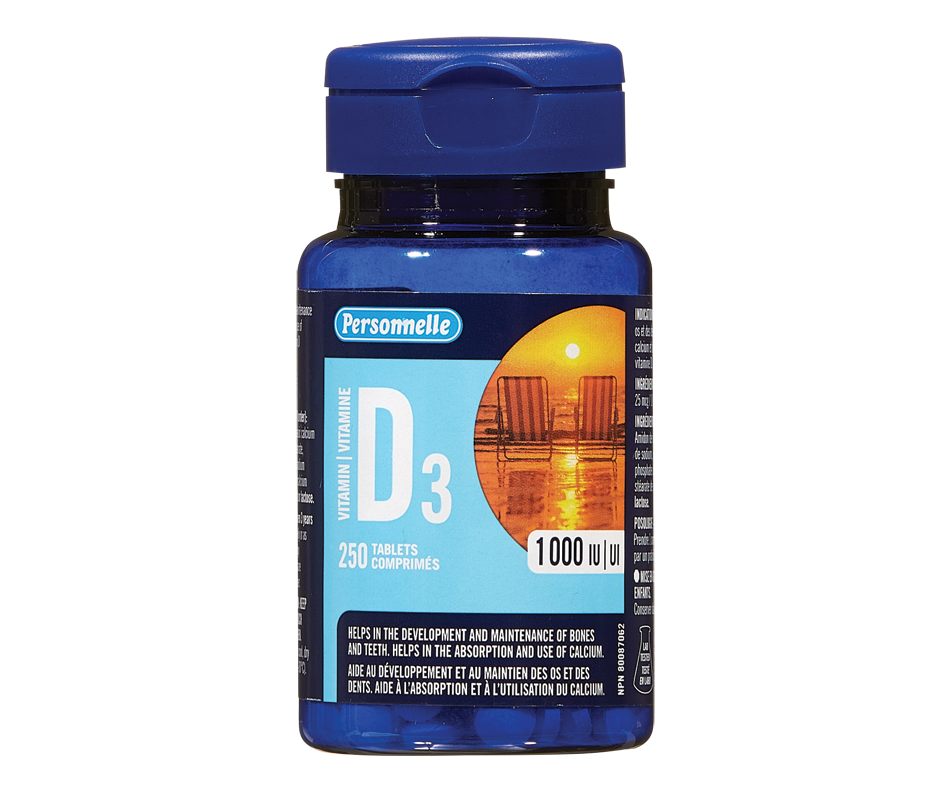 Vitamin D3 1000 ui, 250 units Personnelle Vitamin D Jean Coutu