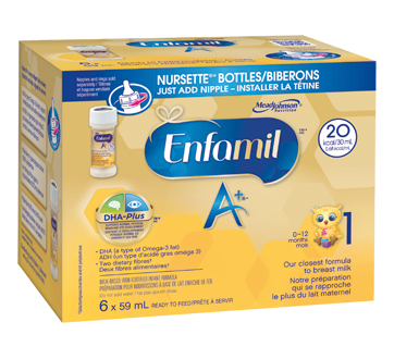 Enfamil A+ Ready to Feed Bottles, 6 x 59 ml