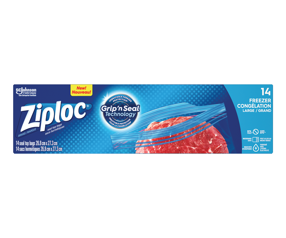Freezer Bags, 15 units, Large Ziploc Food packaging Jean Coutu