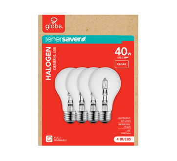 Halogen Bulbs Fully Dimmable, 4 units, Clear