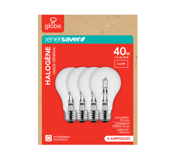 Halogen Light Bulb, 4 units, 375 lumens, 3,000 life hours