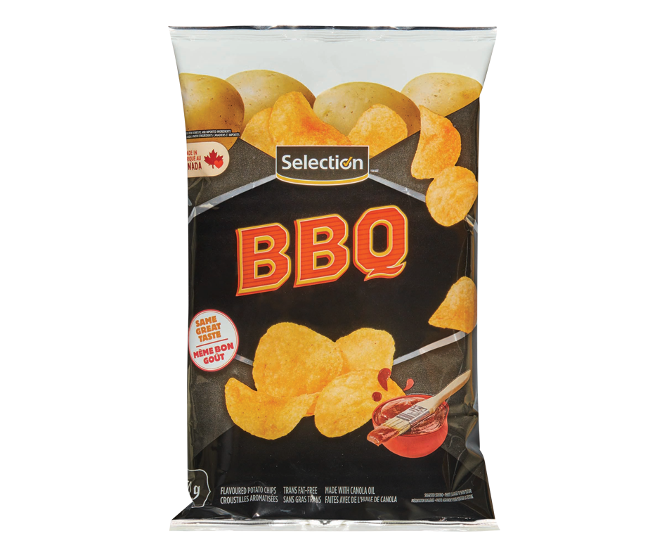 Potato Chips, BBQ, 150 g Selection Chips and pretzels Jean Coutu