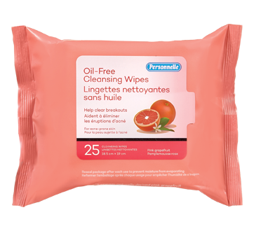 Oil-Free Cleansiing Wipes, 25 units, Pink Grapefruit
