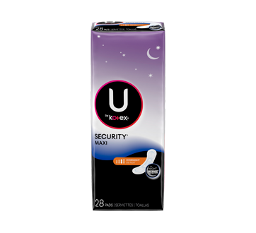 Kotex Security Maxi Overnight Pads Double Pack, 28 units – U by Kotex : Pads  and cup