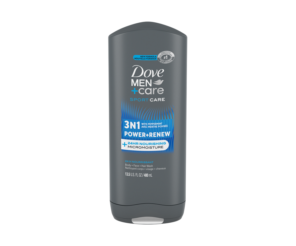 SportCare Power+Renew Body & Face Wash, 400 ml Dove Men + Care