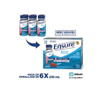 Image 2 of product Ensure - Meal Replacement 9.4g Protein Drink, 6 x 235 ml, Strawberry