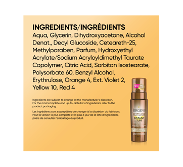 Image 7 of product Jergens - Natural Glow Instant Sun Sunless Tanning Mousse Light Bronze, 180 ml
