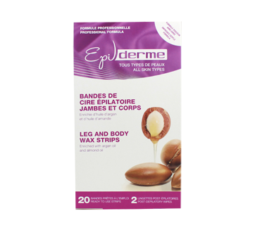 Image of product Epilderme - Leg & Body Wax Strips Enriched with Argan Oil & Almond Oil, 20 units