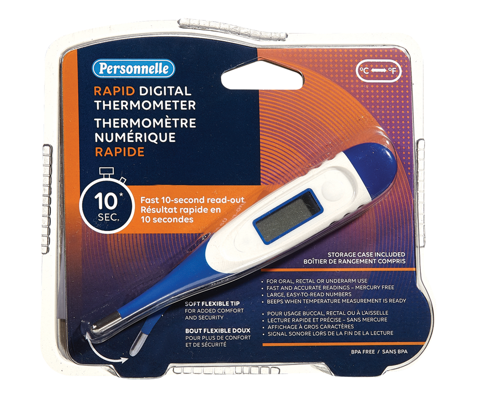 Rapid Digital Thermometer, 10 seconds Personnelle Diagnostic Device Jean Coutu
