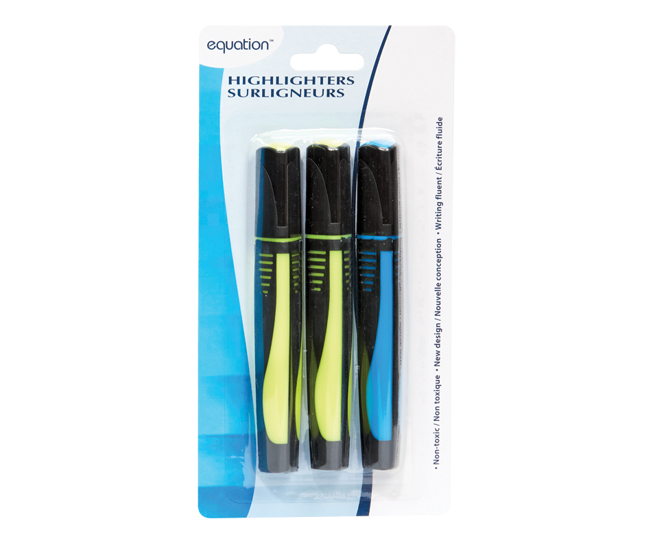 Highlighters, 3 units Equation Writing instruments Jean Coutu