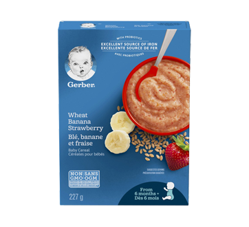 Image of product Gerber - Baby Cereal From 6 Months +, 227 g, Wheat Banana & Strawberry