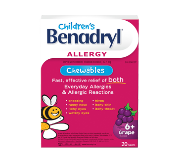 Image of product Benadryl - Benadryl for Kids 12.5 mg, 20 units, Grape