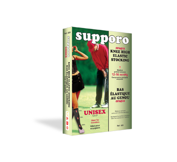 Image of product Supporo - Knee High Unisex Elastic Stocking 12-16 mmHg, XX-Large, 1 unit, Black