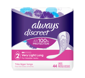 Image 1 of product Always - Discreet Incontinence Liners, Very Light Absorbency, 44 units, Long Length