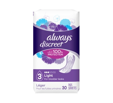 Discreet Incontinence Liners, Ultra Thin, Regular Length, 30 units – Always  : Incontinence