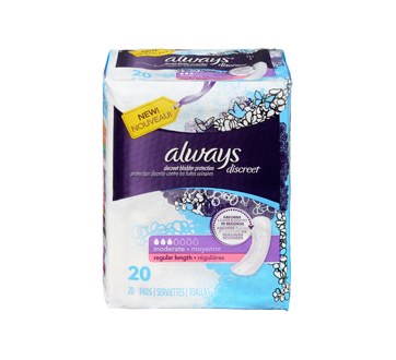 Image 3 of product Always - Discreet Incontinence Pads, Moderate Absorbency, 20 units, Regular Length