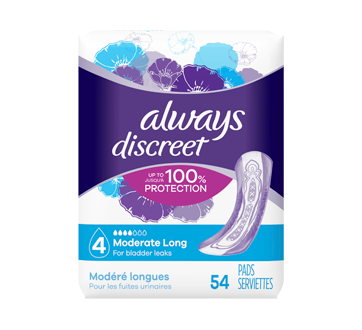 Image 1 of product Always - Discreet Incontinence Pads, Moderate Absorbency, 54 units, Long Length