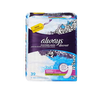 Image 3 of product Always - Discreet Incontinence Pads, Maximum Absorbency, 39 units, Long Length