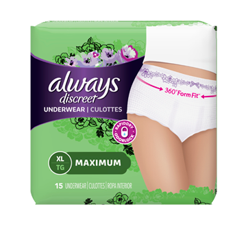Discreet Incontinence Underwear, Maximum Absorbency, 15 units, X-Large