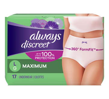 Image 1 of product Always - Discreet Incontinence Underwear, Maximum Absorbency, 17 units, Large