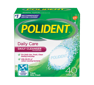 Image of product Polident - Daily Cleanser for Dentures, Daily Care, 40 units, Triple Mint