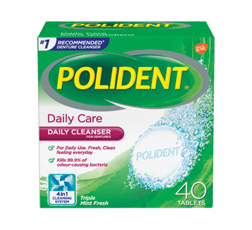 Daily Cleanser for Dentures, Daily Care, 40 units, Triple Mint