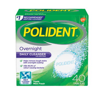 Image of product Polident - Daily Cleanser for Dentures, Night, 40 units, Triple Mint