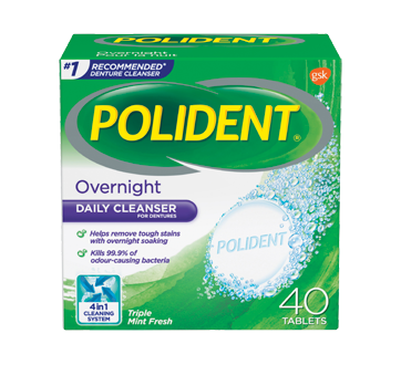 Daily Cleanser for Dentures, Night, 40 units, Triple Mint