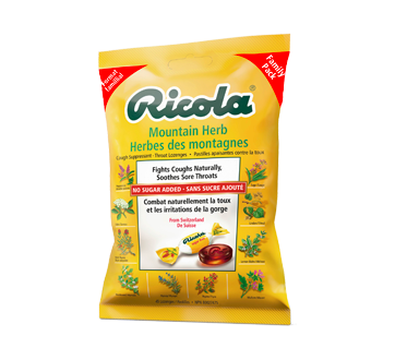 Image of product Ricola - Cough Suppressant Throat Lozenges No Sugar Added, 45 units, Mountain Herb