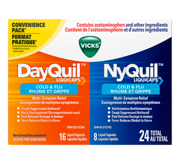 Image of product Vicks - DayQuil Capsules + NyQuil Cold & Flu Capsules, 24 units