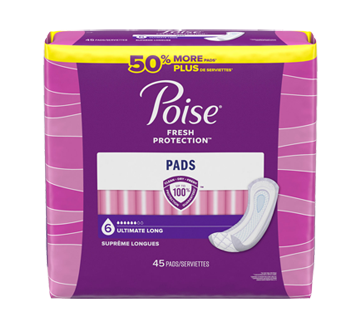 Postpartum Incontinence Pads, Ultimate Flow, Long, 45 units – Poise