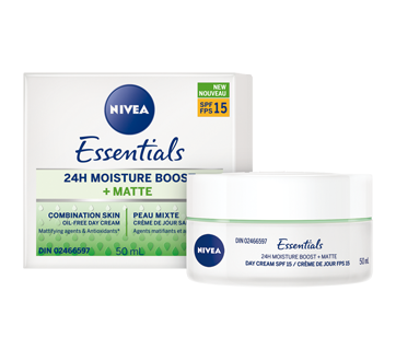 Image 3 of product Nivea - Essentials 24H Moisture Boost + Matte Day Cream SPF 15, 50 ml, Combination Skin