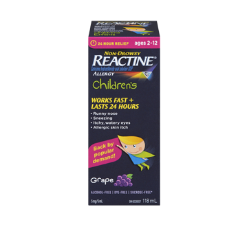 Image of product Reactine - Reactine Children's Liquid Formula, 118 ml, Grape