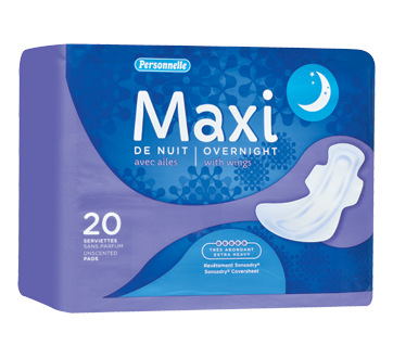 Image of product Personnelle - Maxi Overnight Pads with Wings, Extra Heavy, Unscented, 20 units