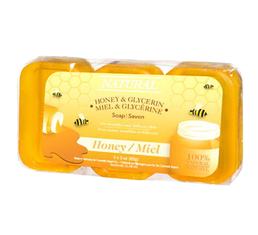 Image of product Natural - Honey Glycerin Soap for Sensitive and Delicate Skin, 3 units
