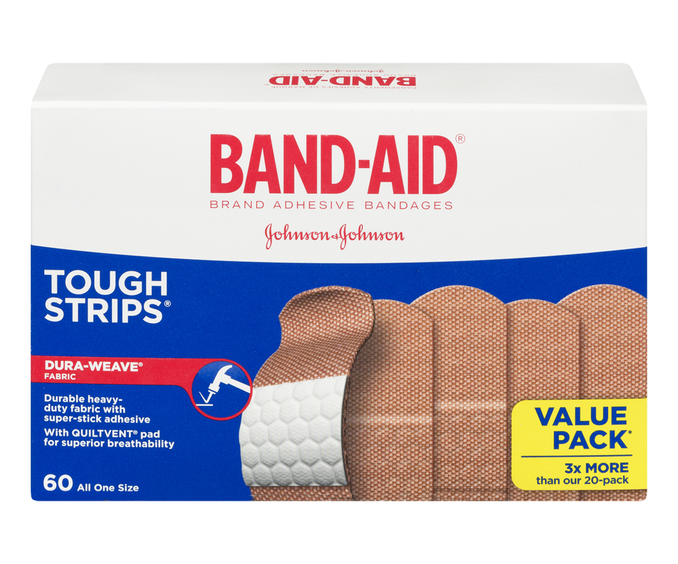 Tough Strips Adhesive Bandages, 60 units BandAid Bandages