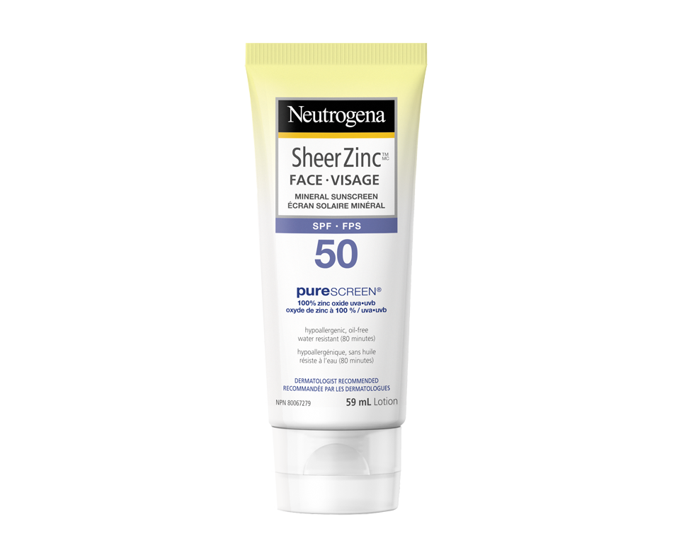 Sheer Zinc Face Mineral Sunscreen SPF 50, 59 ml Neutrogena Sunscreen Jean Coutu