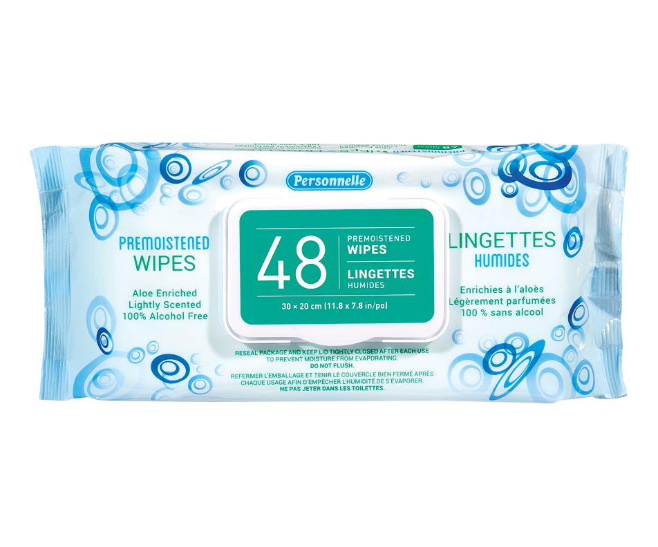 Premoistened Wipes, 48 units Personnelle Deodorizing and refreshing