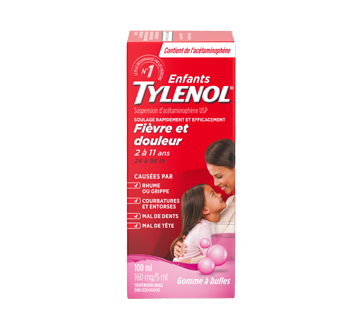 Image 2 of product Tylenol - Tylenol Children's Acetaminophen Suspension Liquid, 100 ml, Bubble Gum