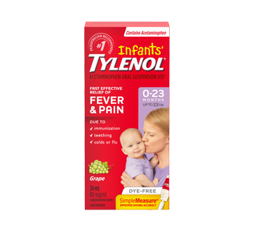 Image 1 of product Tylenol - Tylenol Infants' Acetaminophen Suspension Concentrated Drops, 24 ml, Grape