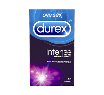 Intense Orgasmic Ribbed Comdons, Dotted and Stimulating Gel, 10 units