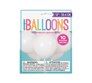 Image of product Unique - Ballon 12 inches, 10 units, Whitewhite