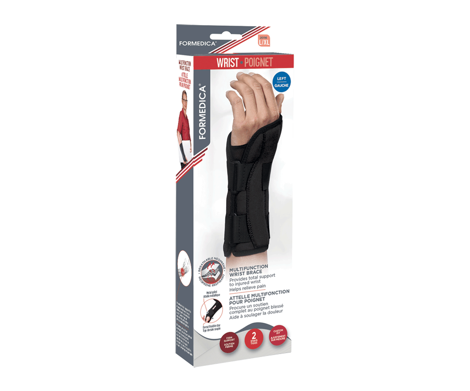 Multifonction Wrist Brace, 1 unit, Left, Large/XLarge, 2025 cm, Black